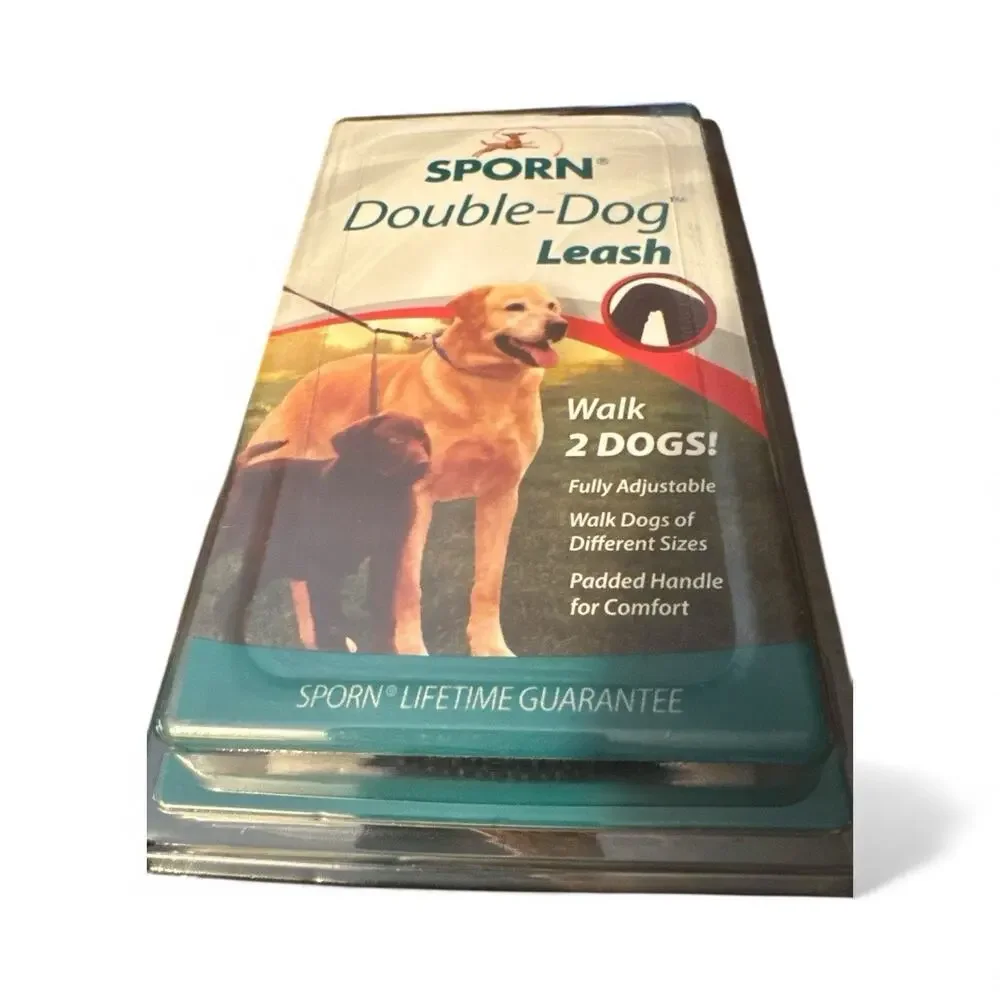 Sporn Double Dog Leash for Two Dogs Black Walk 2 Different Dogs Padded M/L